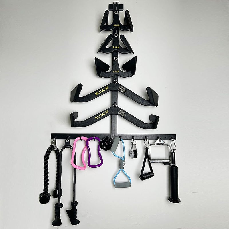 BLUSLM Lat Pull Down Bar Gym Accessory Rack, Lat Pulldown Attachments Cable Attachment Storage Rack for Mag Grip - Home Gym Fitness Heavy Duty A-Frame Stand - Image 3